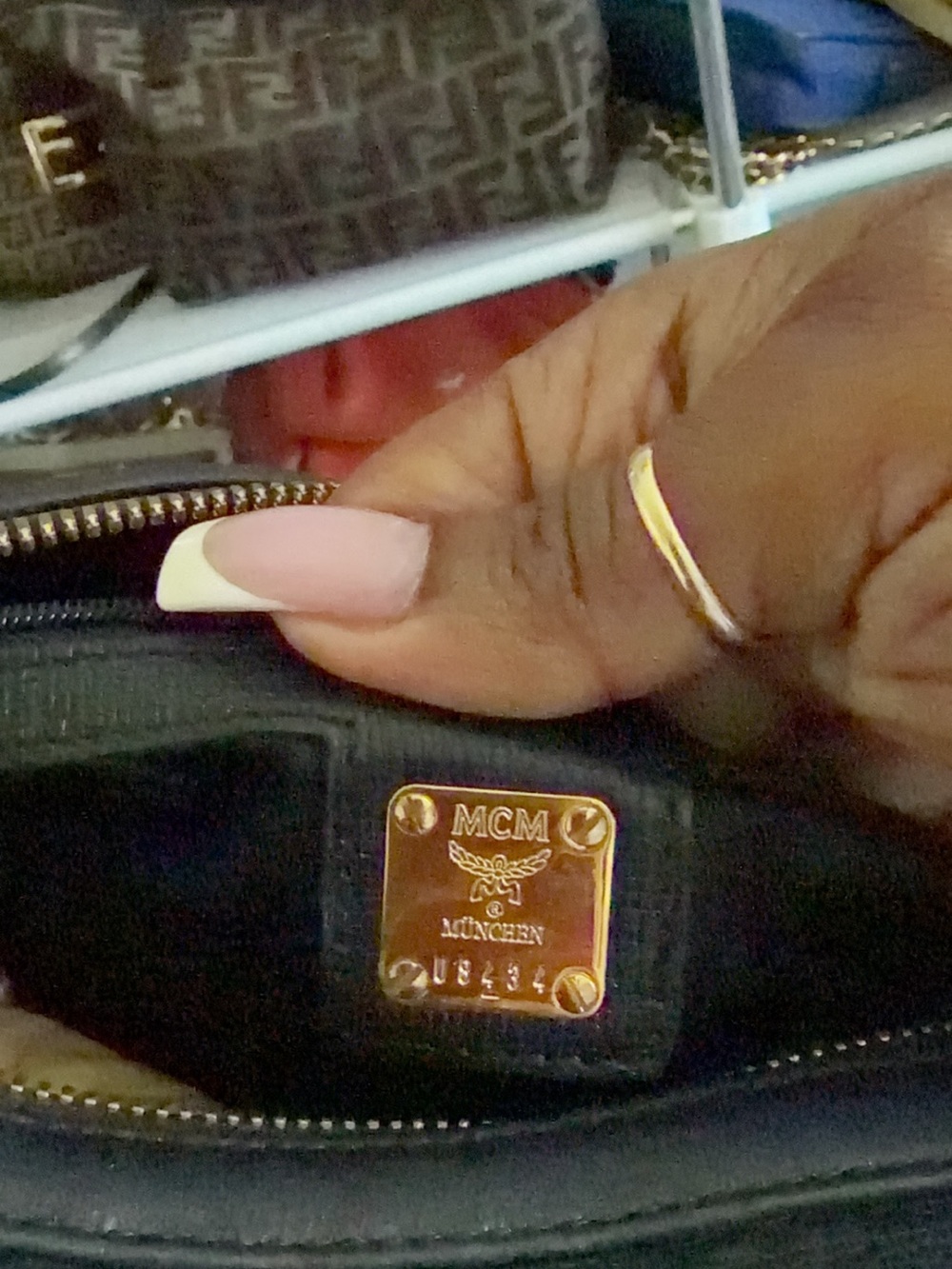 MCM  Papillon Black Leather Top-Handle Satchel with Gold Hardware - Picture 11 of 12